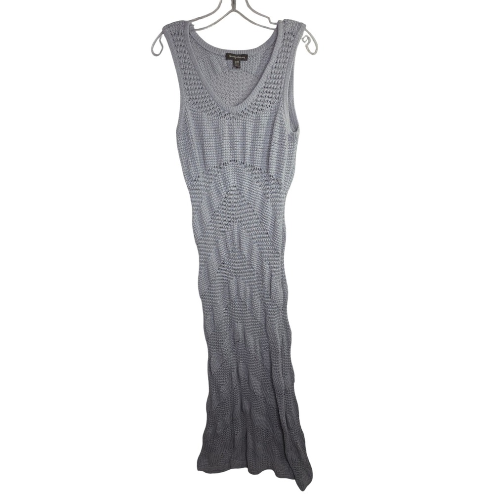 Tommy Bahama W's Gray Knit Maxi Dress V Neck Sexy Rare Sleeveless Linen Cotton M